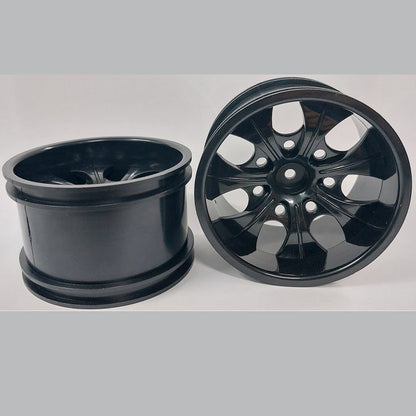 1225140 | RM-XM-078-BK-7 (2 Pcs) --- RC Car Rims Hobby - Rim Colour Black 7 Spoke Monster Truck Tenth Scale - Aluminium Rim