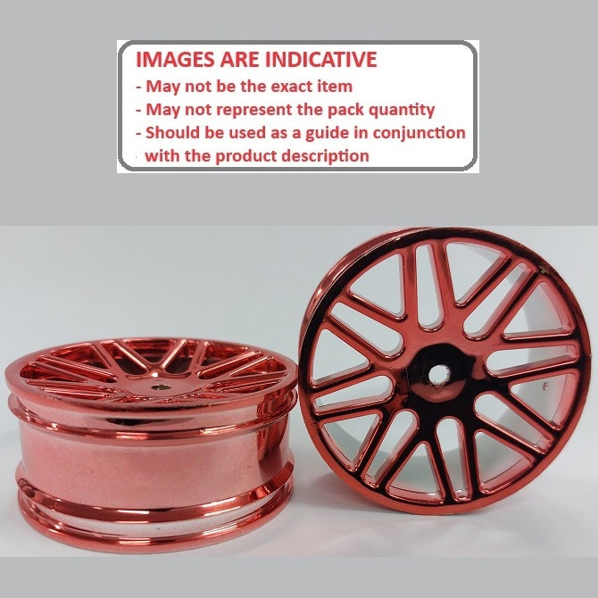 1225533 | RM-XO-060N-MR-16 (2 Pcs) --- RC Car Rims Hobby - Rim Colour Metallic Red 16 Spoke Tenth Scale - Aluminium Rim