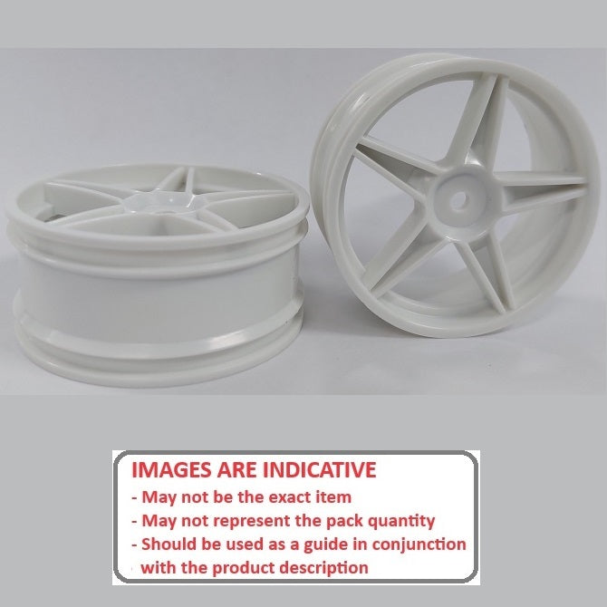 1224965 | RM-XO-060N-W-5 (2 Pcs) --- RC Car Rims Hobby - Rim Colour White 5 Spoke Tenth Scale - Aluminium Rim