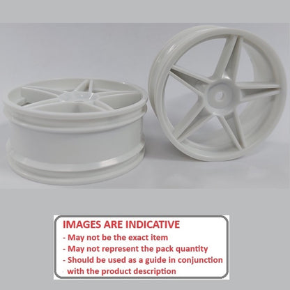 1224965 | RM-XO-060N-W-5 (2 Pcs) --- RC Car Rims Hobby - Rim Colour White 5 Spoke Tenth Scale - Aluminium Rim