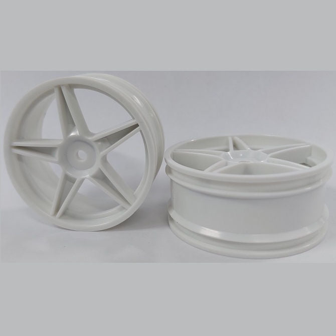 1224965 | RM-XO-060N-W-5 (2 Pcs) --- RC Car Rims Hobby - Rim Colour White 5 Spoke Tenth Scale - Aluminium Rim