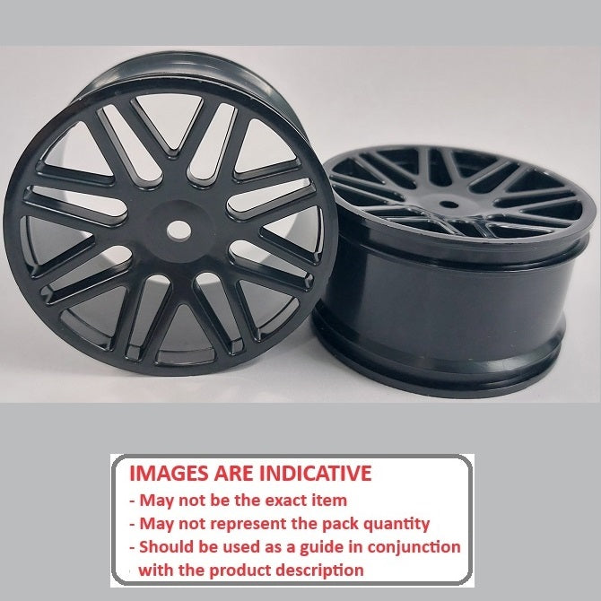 1225532 | RM-XO-060W-BK-16 (2 Pcs) --- RC Car Rims Hobby - Rim Colour Black 16 Spoke Tenth Scale - Aluminium Rim