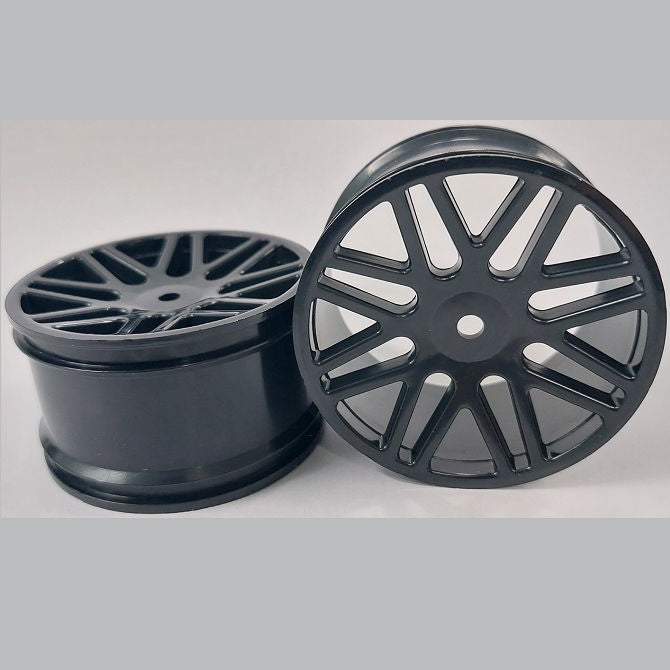 1225532 | RM-XO-060W-BK-16 (2 Pcs) --- RC Car Rims Hobby - Rim Colour Black 16 Spoke Tenth Scale - Aluminium Rim