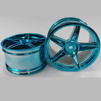 1225032 | RM-XO-060W-BU-5 (2 Pcs) --- RC Car Rims Hobby - Rim Colour Metallic Blue 5 Spoke Tenth Scale - Aluminium Rim