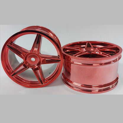 1225033 | RM-XO-060W-MR-5 (2 Pcs) --- RC Car Rims Hobby - Rim Colour Metallic Red 5 Spoke Tenth Scale - Aluminium Rim