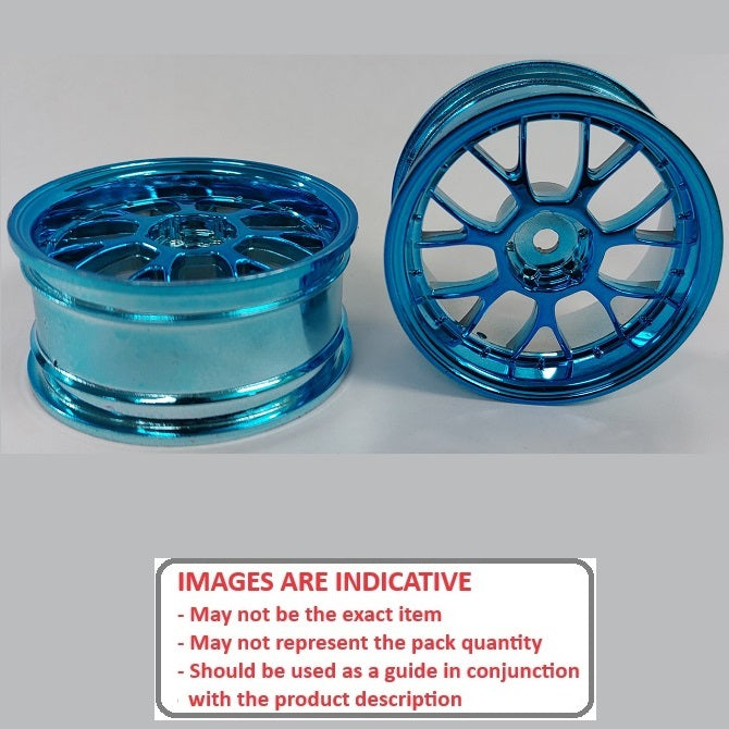 1225141 | RM-XR-052-BU-7K (2 Pcs) --- RC Car Rims Hobby - Rim Colour Blue 7 Fork Spoke Tenth Scale - Plastic Rim
