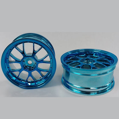 1225141 | RM-XR-052-BU-7K (2 Pcs) --- RC Car Rims Hobby - Rim Colour Blue 7 Fork Spoke Tenth Scale - Plastic Rim