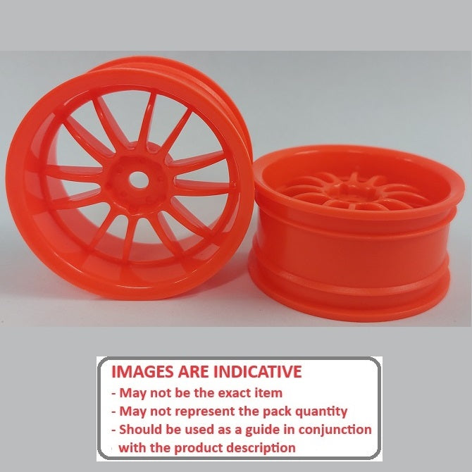 1225358 | RM-XR-052-O-12 (2 Pcs) --- RC Car Rims Hobby - Rim Colour Fluro Orange 12 Spoke Tenth Scale - Aluminium Rim