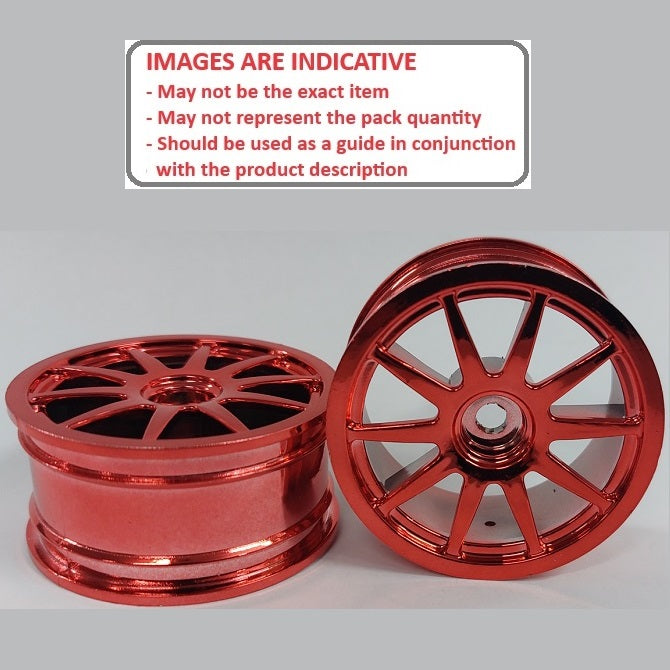 1225271 | RM-XR-052-R-10 (4 Pcs) --- RC Car Rims Hobby - Rim Colour Red 10 Spoke Tenth Scale - Aluminium Rim