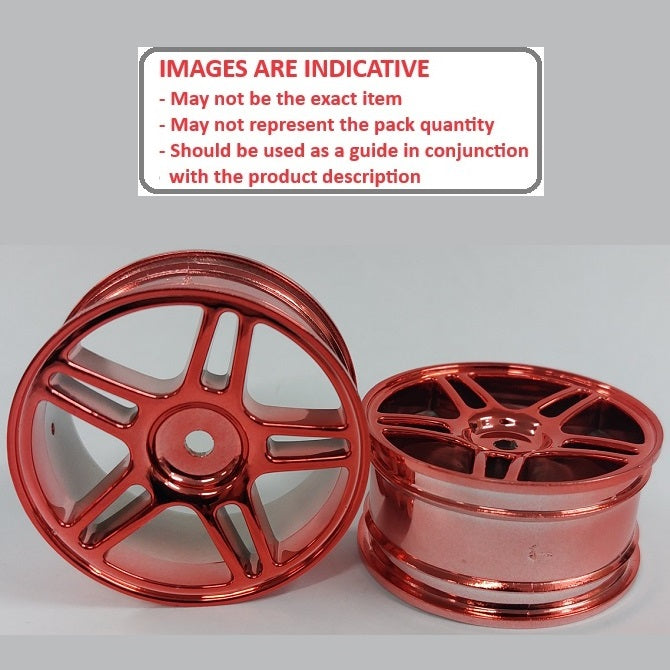 1224958 | RM-XR-052-R-5T (2 Pcs) --- RC Car Rims Hobby - Rim Colour Red 5 Split Spoke Tenth Scale - Plastic Rim