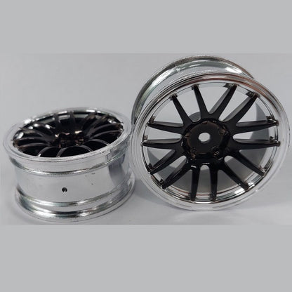1225361 | RM-XR-052-SBK-12 (6 Pcs) --- RC Car Rims Hobby - Rim Colour Silver with Black 12 Spoke Tenth Scale - Aluminium Rim