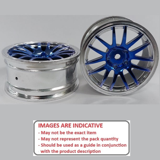 1225362 | RM-XR-052-SBU-12 (5 Pcs) --- RC Car Rims Hobby - Rim Colour Silver with Blue 12 Spoke Tenth Scale - Aluminium Rim