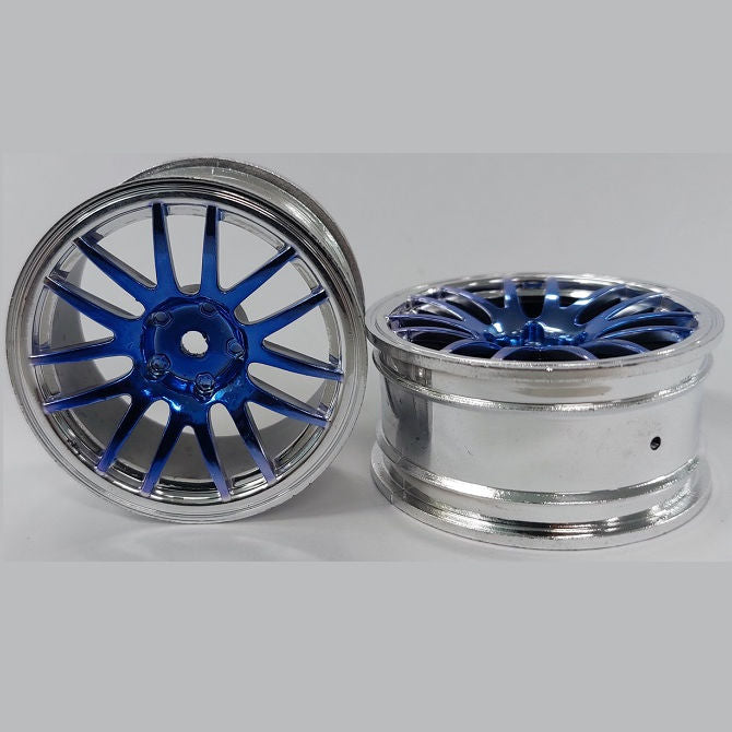 1225362 | RM-XR-052-SBU-12 (5 Pcs) --- RC Car Rims Hobby - Rim Colour Silver with Blue 12 Spoke Tenth Scale - Aluminium Rim