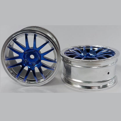 1225362 | RM-XR-052-SBU-12 (5 Pcs) --- RC Car Rims Hobby - Rim Colour Silver with Blue 12 Spoke Tenth Scale - Aluminium Rim