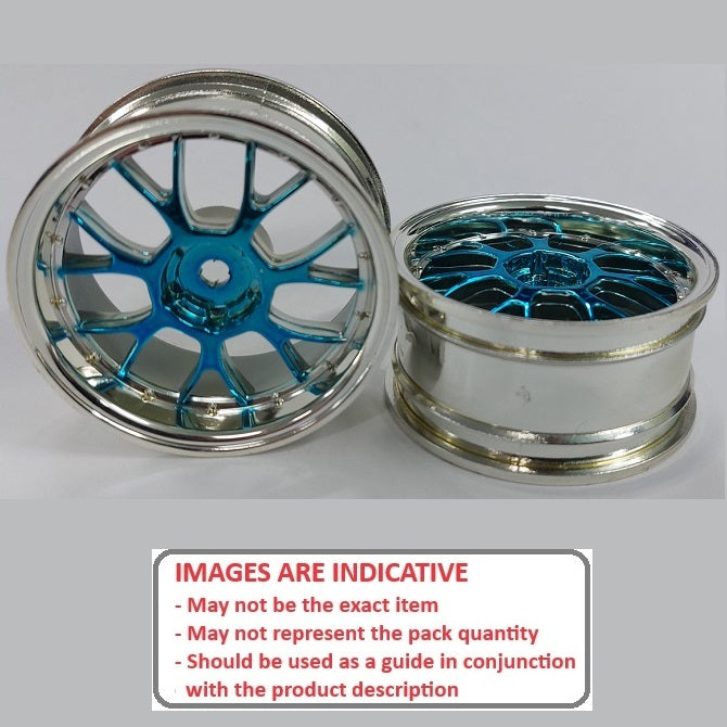 1225144 | RM-XR-052-SBU-7K (5 Pcs) --- RC Car Rims Hobby - Rim Colour Silver with Blue 7 Fork Spoke Tenth Scale - Aluminium Rim