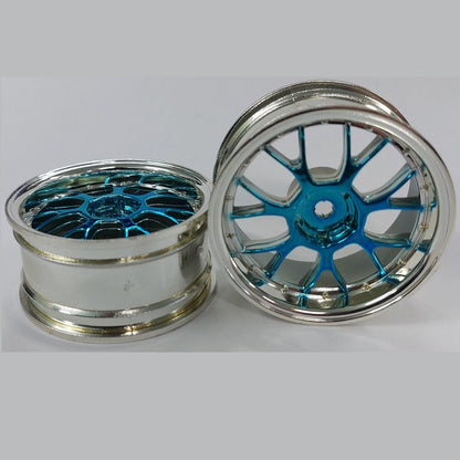 1225144 | RM-XR-052-SBU-7K (5 Pcs) --- RC Car Rims Hobby - Rim Colour Silver with Blue 7 Fork Spoke Tenth Scale - Aluminium Rim
