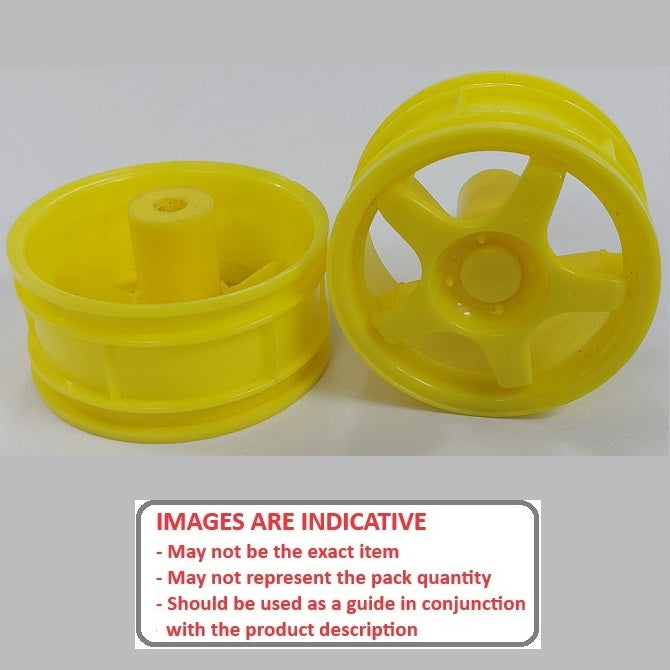 1224968 | RM-XR-052-Y-5 (2 Pcs) --- RC Car Rims Hobby - Rim Colour Yellow 5 Solid Spoke Tenth Scale - Plastic Rim