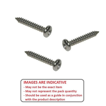 1043439 | SCT0285-025-P-PH-S6 (10 Pcs) --- Self Tapping Screws - 2.85x25.4 mm - 4 Pan Head - Stainless Steel 316 Similar to A4, 18-10 Screw