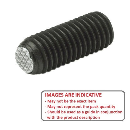 1079458 | SS080M-0095-CS-DKT --- Diamond Knurled Tip Socket Set Screws - M8 - 8x1.25mm - 9.5 mm  - Carbon Steel with Alloy Steel SUJ2 HRC 55 -60 tip Screw