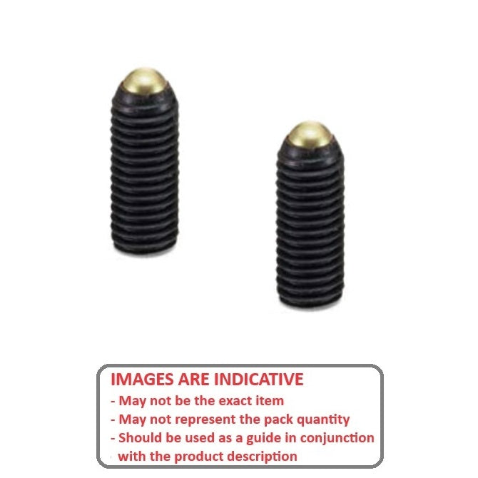 1053221 | SS040M-0165-CS-BR-RB --- Rolling Ball Tip Socket Set Screws - M4 - 4x0.7mm - 15.7 mm  - Carbon Steel with Brass tip Screw