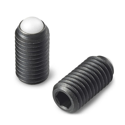 Rolling Ball Tip Socket Set Screws - M4 - 4x0.7mm - 9.7 mm   - Carbon Steel with Polyacetal tip