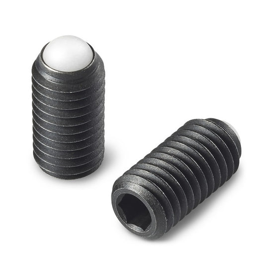 Rolling Ball Tip Socket Set Screws - M4 - 4x0.7mm - 9.7 mm   - Carbon Steel with Polyacetal tip