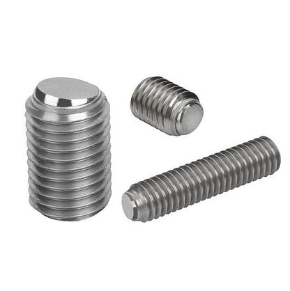 Flat Tip Aligning Socket Set Screws - M8 - 8x1.25mm - 11.4 mm - Aligning Flat Tip  - 304 Stainless Steel with 440C Stainless HRC 50-55 tip
