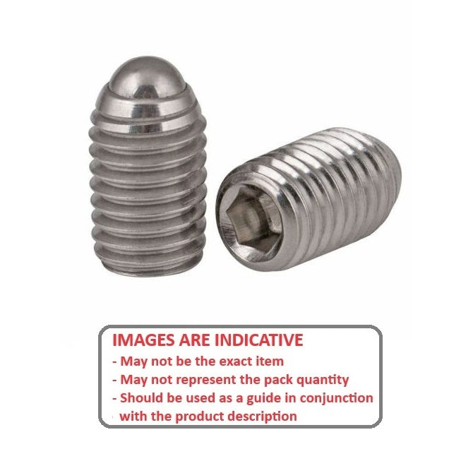 1060798 | SS050M-0086-S4-RB --- Rolling Ball Tip Socket Set Screws - M5 - 5x0.8mm - 8 mm  - 304 Stainless Steel A2, 18-8 with 440C Stainless HRC 50-55 tip Screw
