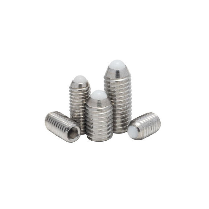 1060547 | SS050M-0080-S4-PO-RB --- Rolling Ball Tip Socket Set Screws - M5 - 5x0.8mm - 7.3 mm  - 304 Stainless Steel with Polyacetal tip Screw