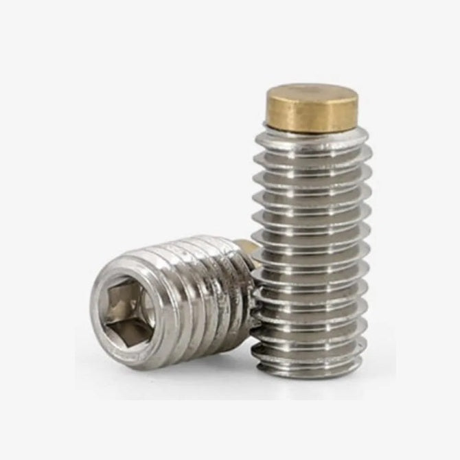 1045397 | SS030M-0120-S4-BT --- Brass Tipped Socket Set Screws - M3 - 3x0.5mm - 12 mm  - Stainless Steel 304 Similar to A2, 18-8 HRB80 Screw