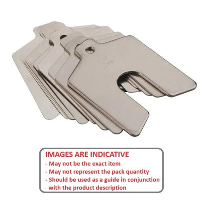 1000097 | SHMPS-42205 (20 Pcs) --- Slotted Shims - Thickness 0.001 inch 0.625 - 2 inch x 2 inch Imperial Sizes - Carbon Steel Shim