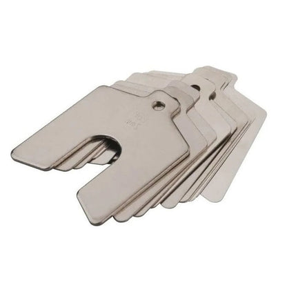 1000097 | SHMPS-42205 (20 Pcs) --- Slotted Shims - Thickness 0.001 inch 0.625 - 2 inch x 2 inch Imperial Sizes - Carbon Steel Shim