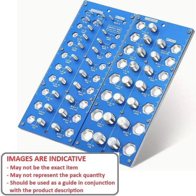 1225897 | TL-THRG-MI-BOARDS-38 --- Thread Gauge Tools - Thread Checking Set 38 Male and Female Threads - Imperial and Metric - Mounted on a freestanding board - Steel on Wood
