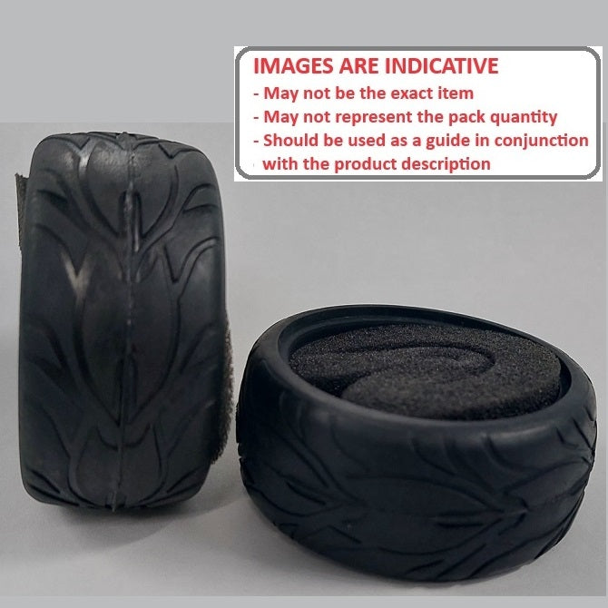 1226391 | TY-XR-063-26-FL (2 Pcs) --- RC Car Tyres Hobby - Type Flame Pattern 63x26 mm Tenth Scale - Natural Rubber Tyre