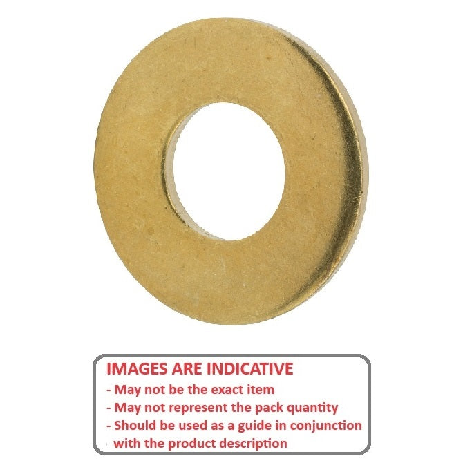 1077749 | W0064-F-013-007-BR (Pack of 100)  --- Flat Washers - 6.35x12.7x0.72 mm Commercial - Brass Washer