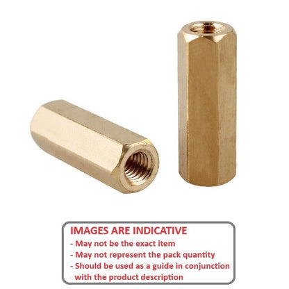 1040050 | SHX-T-020M-040-004-BN (200 Pcs) --- Threaded Spacers - M2 - 2x0.4mm - 40x4 mm Hex - Brass Spacer