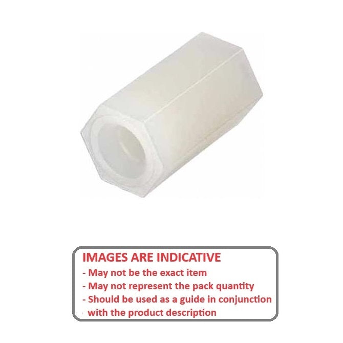 1045516 | SHX-T-030M-015-006-NY-PK025 (25 Pcs) --- Threaded Spacers - M3 - 3x0.5mm - 15x6 mm Hex - Nylon Polyamide 6/6 Spacer
