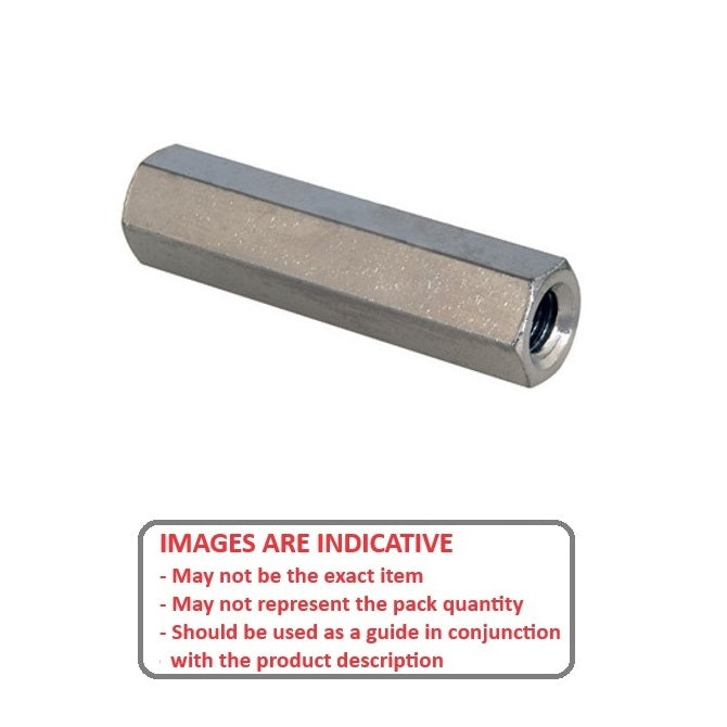 1053937 | SHX-T-040M-035-007-MZ (5 Pcs) --- Threaded Spacers - M4 - 4x0.7mm - 35x7 mm Hex - Steel - Mild S300 Pb Zinc Plated Spacer