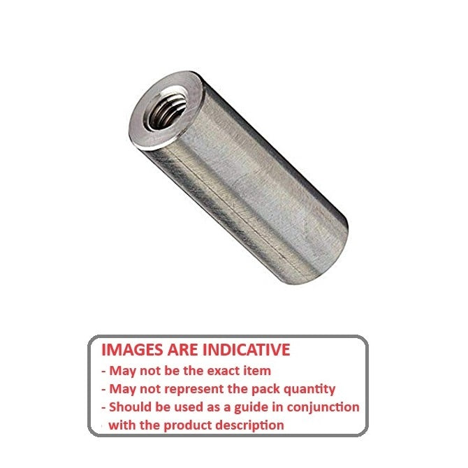 1043247 | SRD-T-0285C-05-006-B (2 Pcs) --- Threaded Spacers - 4-40 UNC - 2.85mm - 4.762x6.35 mm Round - Brass Spacer
