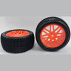 RC Car Wheels Hobby - Rim Colour Fluoro Orange 16 Spoke - Black - Plastic