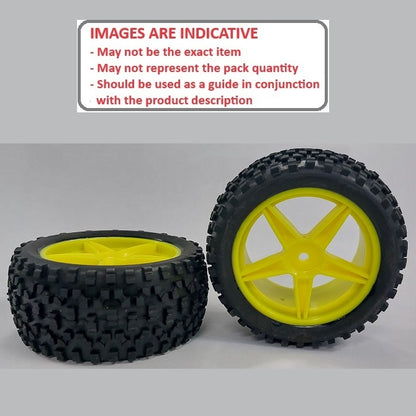 1138207 | WH-8O-112-43-Y-5 (2 Pcs) --- RC Car Wheels Hobby - Rim Colour Yellow 5 Spoke - Black Eighth Scale - Plastic Wheel