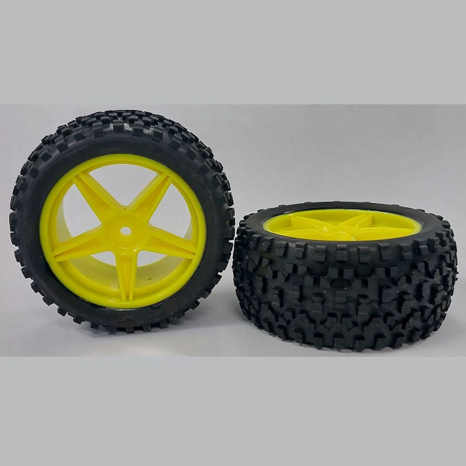 1138207 | WH-8O-112-43-Y-5 (2 Pcs) --- RC Car Wheels Hobby - Rim Colour Yellow 5 Spoke - Black Eighth Scale - Plastic Wheel