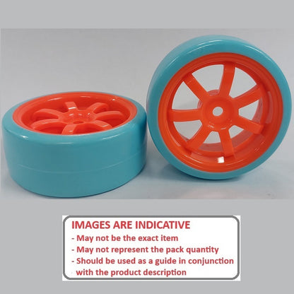 1074621 | WH-XD-063-26-FO-7-BL (2 Pcs) --- RC Car Wheels Hobby - Rim Colour Fluoro Orange 7 Spoke - Blue Tenth Scale - Plastic Wheel