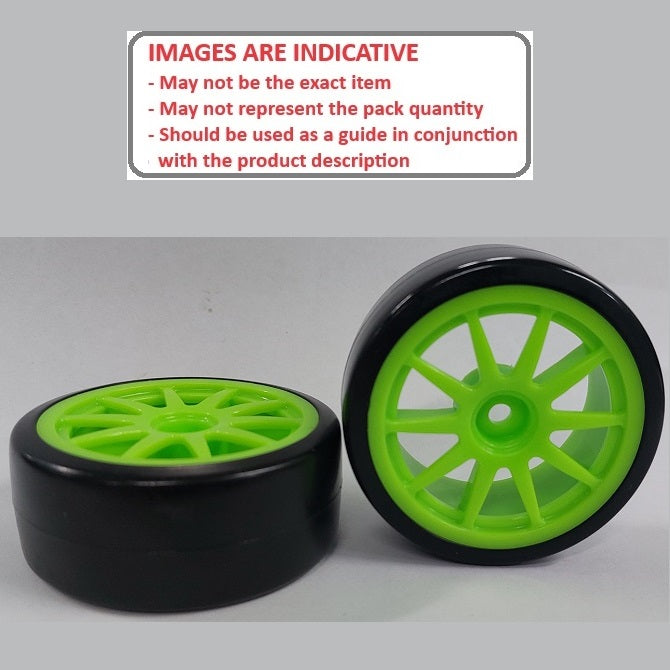 1083559 | WH-XD-063-26-G-10-BK (2 Pcs) --- RC Car Wheels Hobby - Rim Colour Green 10 Spoke - Black Tenth Scale - Plastic Wheel