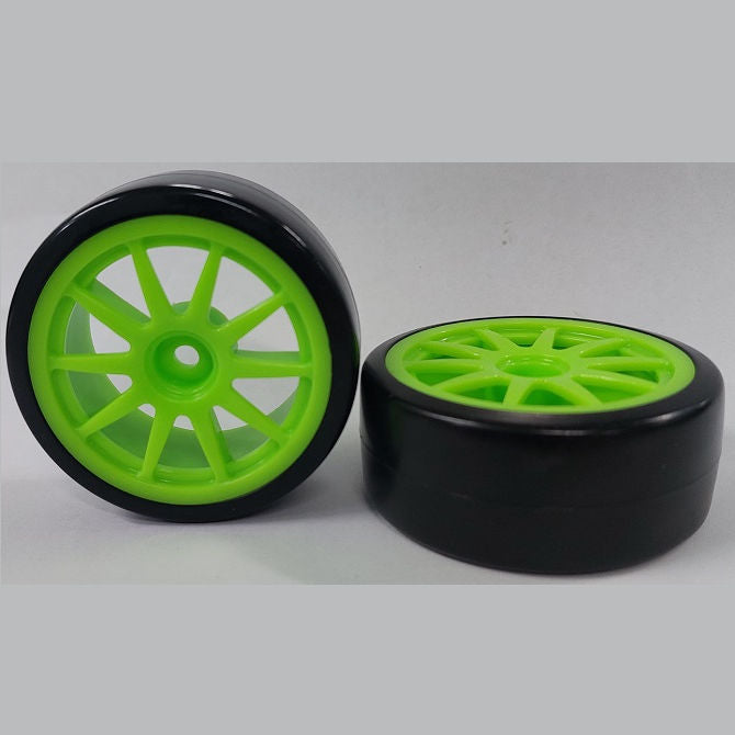 1083559 | WH-XD-063-26-G-10-BK (2 Pcs) --- RC Car Wheels Hobby - Rim Colour Green 10 Spoke - Black Tenth Scale - Plastic Wheel