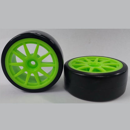1083559 | WH-XD-063-26-G-10-BK (2 Pcs) --- RC Car Wheels Hobby - Rim Colour Green 10 Spoke - Black Tenth Scale - Plastic Wheel