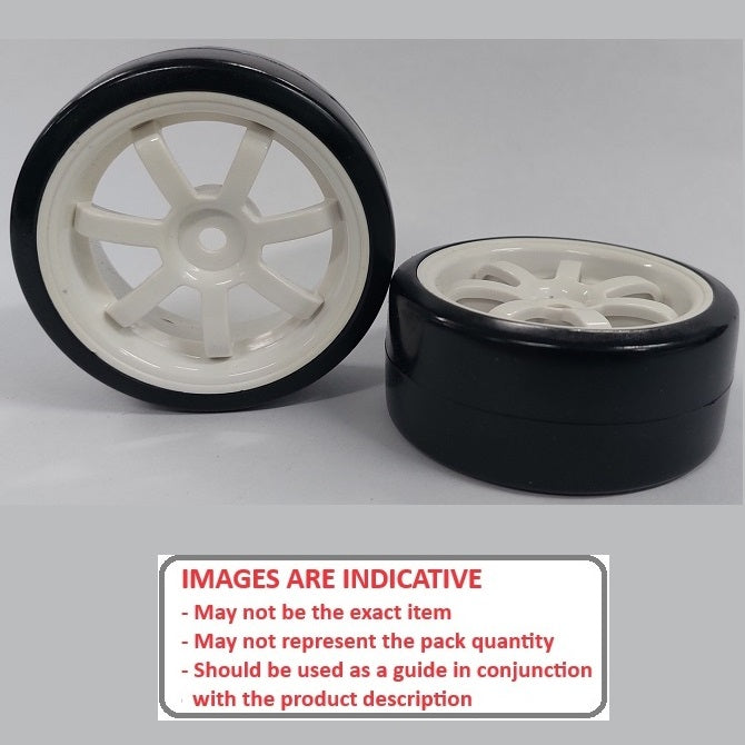 1136517 | WH-XD-063-26-W-7-BK (4 Pcs) --- RC Car Wheels Hobby - Rim Colour White 7 Spoke - Black Tenth Scale - Plastic Wheel