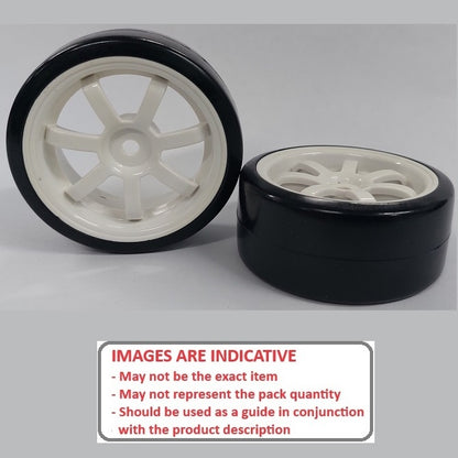 1136517 | WH-XD-063-26-W-7-BK (4 Pcs) --- RC Car Wheels Hobby - Rim Colour White 7 Spoke - Black Tenth Scale - Plastic Wheel