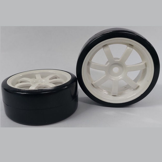 1136517 | WH-XD-063-26-W-7-BK (4 Pcs) --- RC Car Wheels Hobby - Rim Colour White 7 Spoke - Black Tenth Scale - Plastic Wheel