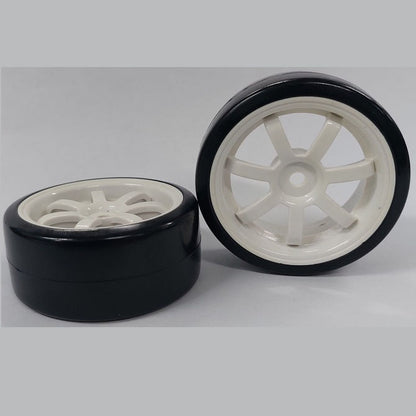 1136517 | WH-XD-063-26-W-7-BK (4 Pcs) --- RC Car Wheels Hobby - Rim Colour White 7 Spoke - Black Tenth Scale - Plastic Wheel